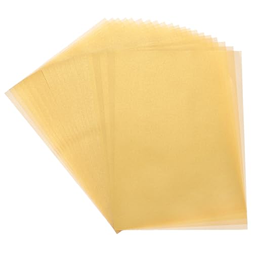 QUARKZMAN Farbiges Pergamentpapier, 50 Blatt Gold-Transparenz 8,5 x 11 Bedruckbares Pergamentpapier, Transparente Pergamentblätter zum Hochzeitseinladungen Tintenstrahl-Laserdrucker von QUARKZMAN