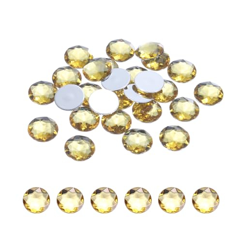 QUARKZMAN Flache Runde Acryl Strasssteine 14mm Hellbraun Flache Kristall Strasssteine Für Basteln Kleidung Schuhe DIY Deko Geschenke 50 Stück von QUARKZMAN