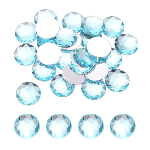 QUARKZMAN Flache runde Acryl-Strasssteine, 25mm Lake Blue Flatback Kristall-Strasssteine für Basteln Kleidung Schuhe DIY Dekoration Geschenke 25 Stück. von QUARKZMAN