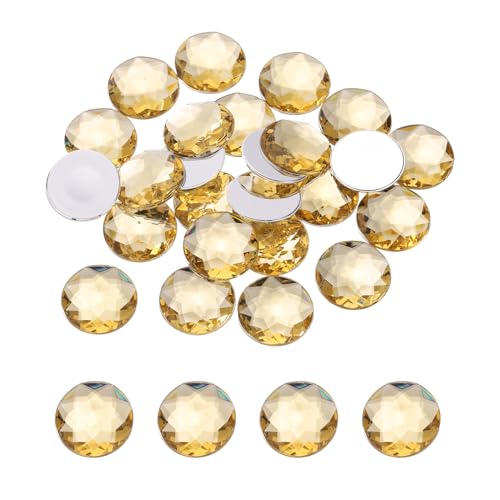 QUARKZMAN Flache runde Acryl-Strasssteine, 30mm Lichtbraune Flache Rückseite Kristall-Strasssteine für Basteln Kleidung Schuhe DIY Dekoration Geschenke 25 Stück. von QUARKZMAN