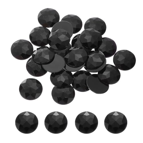 QUARKZMAN Flache runde Acryl-Strasssteine, 30mm Schwarze Flache Rückseite Kristall-Strasssteine für Basteln Kleidung Schuhe DIY Dekoration Geschenke 25 Stück. von QUARKZMAN