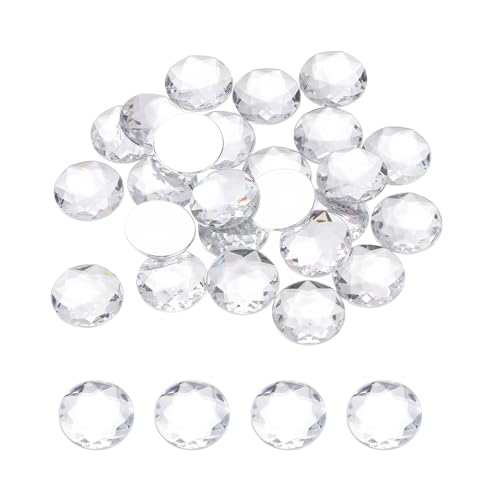 QUARKZMAN Flache runde Acryl-Strasssteine, 30mm Weiße Flache Rückseite Kristall-Strasssteine für Basteln Kleidung Schuhe DIY Dekoration Geschenke 25 Stück. von QUARKZMAN