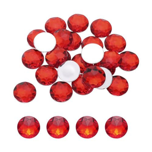 QUARKZMAN Flache runde Acryl-Strasssteine, 30mm rote Flachrückenkristall-Strasssteine für Basteln Kleidung Schuhe DIY Dekoration Geschenke 25 Stück. von QUARKZMAN
