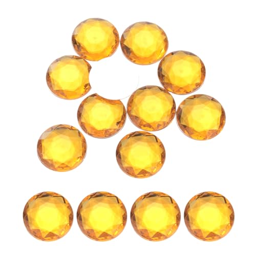 QUARKZMAN Flache runde Acryl-Strasssteine, 40mm Gelbe Flachrückenkristall-Strasssteine für Basteln Kleidung Schuhe DIY Dekoration Geschenke 10 Stück. von QUARKZMAN