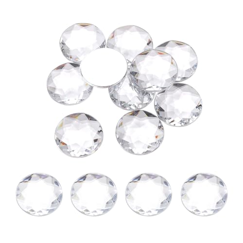 QUARKZMAN Flache runde Acryl-Strasssteine, 40mm Weiße Flache Rückseite Kristall-Strasssteine für Basteln Kleidung Schuhe DIY Dekoration Geschenke 10 Stück. von QUARKZMAN