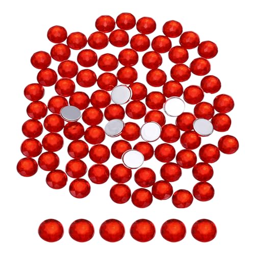 QUARKZMAN Flache runde Acryl-Strasssteine, 8mm SS40 Rote Flachrückige Kristall-Strasssteine für Basteln Kleidung Schuhe DIY Dekoration Geschenke 100 Stück von QUARKZMAN