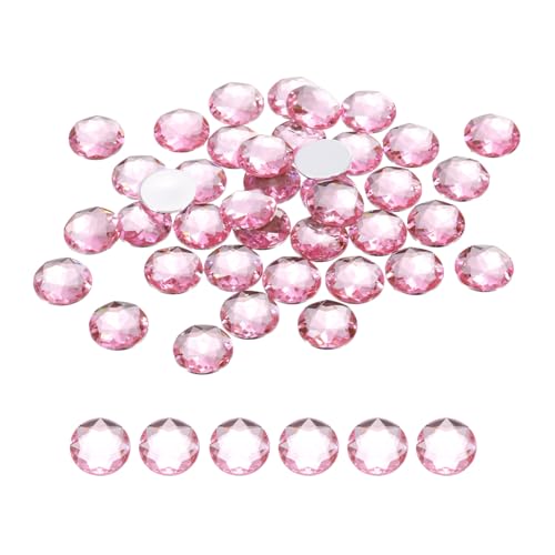 QUARKZMAN Flache runde Acrylstrasssteine, 20mm hellrosa flache Kristallstrasssteine zum Basteln von Kleidung, Schuhen, DIY-Dekoration, Geschenken, 50 Stück von QUARKZMAN