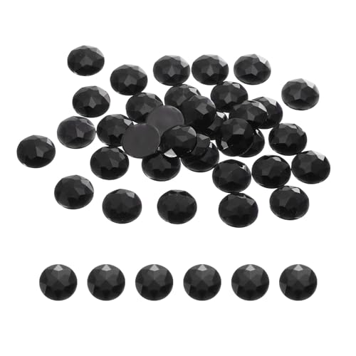 QUARKZMAN Flache runde Acrylstrasssteine, 20mm schwarze flache Kristallstrasssteine für Basteln, Kleidung, Schuhe, DIY-Dekoration, Geschenke, 50 Stück von QUARKZMAN