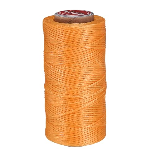 QUARKZMAN Flaches Leder-Nähwachs-Faden, 140m / 153 Yards Polyester Wachs-Schnur, 300D Wachs-Nähgarn für Lederhandwerk, Buchbinden, geflochtene Armbänder, Orange von QUARKZMAN