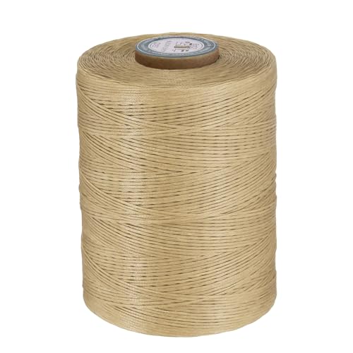 QUARKZMAN Flaches Leder-Nähwachs-Garn, 780m / 853 Yards Wachs-Polyester-Schnur, 0,8mm Gewachstes Nähgarn für Lederhandwerk, Buchbinden, geflochtene Armbänder, Dunkles Leinen von QUARKZMAN
