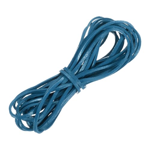 QUARKZMAN Flaches Lederband, 5,5 Yard 3mm Lederstreifen Schnürsenkel für DIY Handwerk, Herstellung von Armbändern, Geldbörsenriemen, Seeblau QUARKZMAN Flaches Lederband, 5,5 Yard 3mm Lederstreifen Schnürsenkel für DIY Handwerk, Herstellung von Armbändern, Geldbörsenriemen, Seeblau von QUARKZMAN