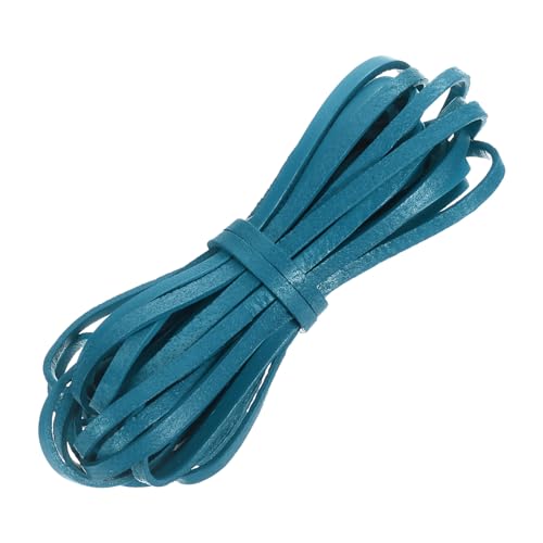 QUARKZMAN Flaches Lederband, 5,5 Yard 4mm Lederstreifen Schnürsenkel für DIY Handwerk, Herstellung von Armbändern, Geldbörsenriemen, Seeblau von QUARKZMAN