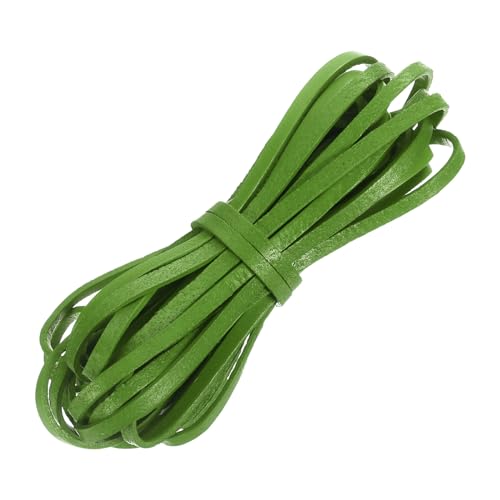 QUARKZMAN Flaches Lederband, 5,5 Yard 4mm Lederstreifen Schnürsenkel für DIY Handwerk Herstellung von Armbändern, Geldbörsenriemen, Grasgrün von QUARKZMAN