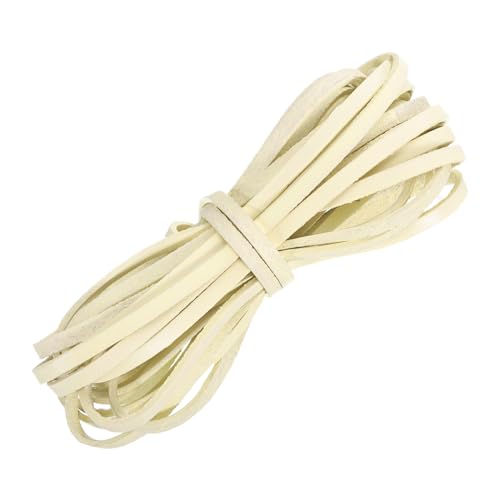 QUARKZMAN Flaches Lederband, 5,5 Yard 4mm Lederstreifen zum Basteln von Armbändern, Geldbörsenriemen, beige weiß von QUARKZMAN