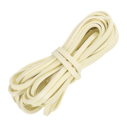 QUARKZMAN Flaches Lederband, 5,5 Yard 5mm Lederstreifen zum Basteln von Armbändern, Geldbörsenriemen, Beige Weiß von QUARKZMAN