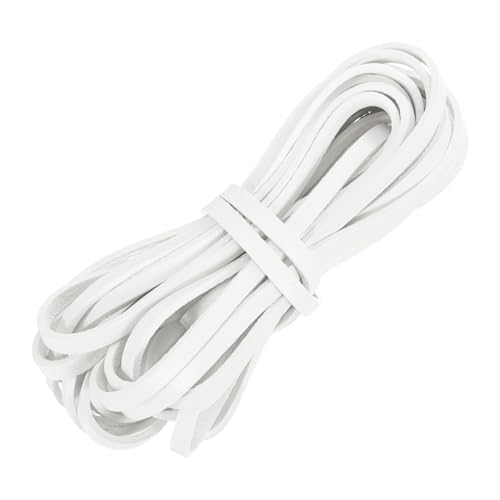 QUARKZMAN Flaches Lederband, 5,5 Yard 5mm Lederstreifen zum Basteln von Armbändern, Geldbörsenriemen, Reinweiß QUARKZMAN Flaches Lederband, 5,5 Yard 5mm Lederstreifen zum Basteln von Armbändern, Geldbörsenriemen, Reinweiß von QUARKZMAN