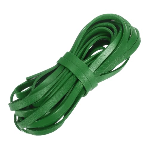 QUARKZMAN Flaches Lederband, 5,5 Yard 6mm Lederstreifen Schnürsenkel für DIY Handwerk, Herstellung von Armbändern, Geldbörsenriemen, Dunkelgrün von QUARKZMAN