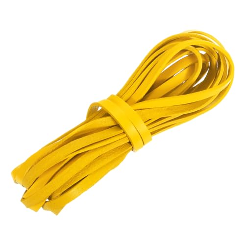 QUARKZMAN Flaches Lederband, 5,5 Yard 6mm Lederstreifen Schnürsenkel für DIY Handwerk Herstellung von Armbändern, Geldbörsenriemen, Gelb QUARKZMAN Flaches Lederband, 5,5 Yard 6mm Lederstreifen Schnürsenkel für DIY Handwerk Herstellung von Armbändern, Geldbörsenriemen, Gelb von QUARKZMAN