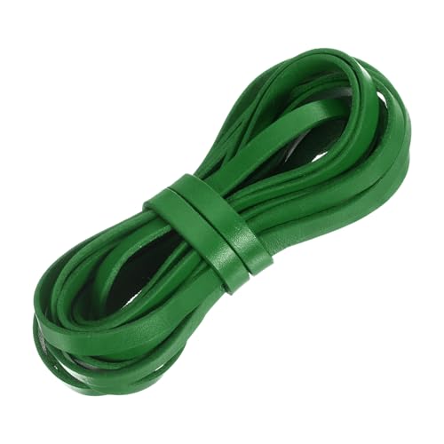 QUARKZMAN Flaches Lederband, 5,5 Yard 8mm Lederstreifen Schnürsenkel für DIY-Bastelarbeiten, Herstellung von Armbändern, Geldbörsenriemen, Dunkelgrün von QUARKZMAN