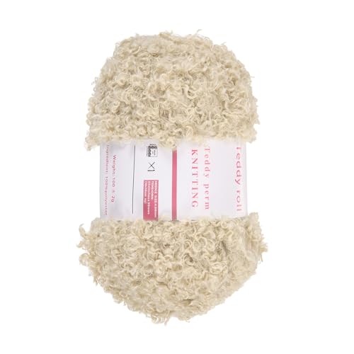 QUARKZMAN Flauschiges Garn Weiches Flauschiges Klobiges Garn Flauschiges Wimperngarn Cremeweiß zum Häkeln Stricken Kleidung Tasche - 55Yard/50m, 3,40ozx1 von QUARKZMAN