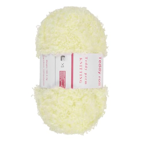 QUARKZMAN Flauschiges Garn Weiches Flauschiges Klobiges Garn Flauschiges Wimperngarn Hellgelb zum Häkeln Stricken Kleidung Tasche - 55Yard/50m, 3,47ozx1 von QUARKZMAN