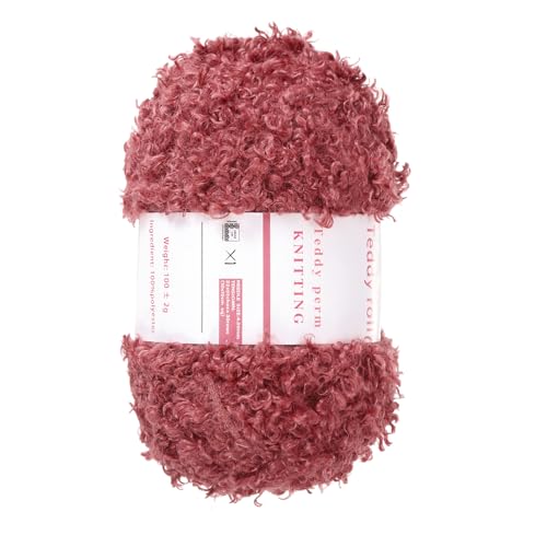 QUARKZMAN Flauschiges Garn Weiches Flauschiges Klobiges Garn Flauschiges Wimperngarn Rot zum Häkeln Stricken Kleidung Tasche - 55Yard/50m, 3,45ozx1 von QUARKZMAN