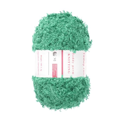 QUARKZMAN Flauschiges Garn Weiches Flauschiges Klobiges Garn Flauschiges Wimperngarn See Grün zum Häkeln Stricken Kleidung Tasche - 55Yard/50m, 3,46ozx1 von QUARKZMAN