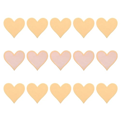 QUARKZMAN Flicken zum Aufbügeln Patches zum Aufbügeln Cream Bügelflicken Aufbügelbilder Herzförmige Aufnäher für Kleidung Jacken Rucksäcke Reparieren Dekorationen 15Stk,71x68mm von QUARKZMAN
