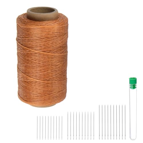 QUARKZMAN Garn zum Nähen von Polstermöbeln, 284 Yards, 260 m, 150D, gewachstes Polyestergarn, verschleißfeste Stickschnur, Baumwolle mit 30 Nadeln zum Quilten von Leder, leichter Karton von QUARKZMAN