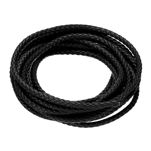 QUARKZMAN Geflochtene Lederbänder, Rundes Lederband, Weiches Schmucklederseil für Schmuckherstellung, Binden, 5mm 5 Yards, Schwarz. QUARKZMAN Geflochtene Lederbänder, Rundes Lederband, Weiches Schmucklederseil für Schmuckherstellung, Binden, 5mm 5 Yards, Schwarz. von QUARKZMAN