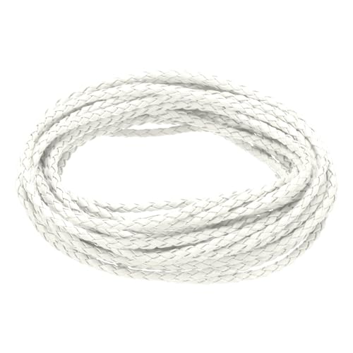 QUARKZMAN Geflochtene Lederbänder, Rundes Lederband, Weiches Schmucklederseil für Schmuckherstellung, Binden, Halsketten, 3mm 5 Yards, Weiß. QUARKZMAN Geflochtene Lederbänder, Rundes Lederband, Weiches Schmucklederseil für Schmuckherstellung, Binden, Halsketten, 3mm 5 Yards, Weiß. von QUARKZMAN