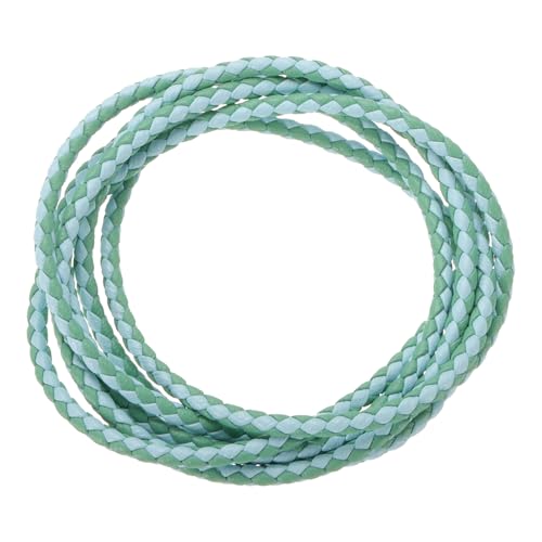 QUARKZMAN Geflochtene Lederbänder, Rundes Lederband, Weiches Schmucklederseil für Schmuckherstellung, Binden, Halsketten (3mm, 1 Yard, Grün/Blau) von QUARKZMAN