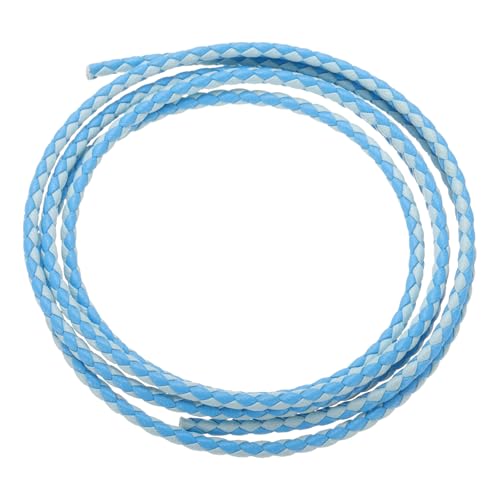 QUARKZMAN Geflochtene Lederbänder, Rundes Lederband, Weiches Schmucklederseil für Schmuckherstellung, Binden, Halsketten (3mm, 1 Yard, Hell-/Dunkelblau) von QUARKZMAN