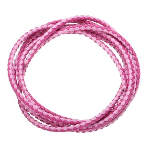 QUARKZMAN Geflochtene Lederbänder, Rundes Lederband, Weiches Schmucklederseil für Schmuckherstellung, Binden, Halsketten (3mm, 1 Yard, Rosarot/Rosa) von QUARKZMAN