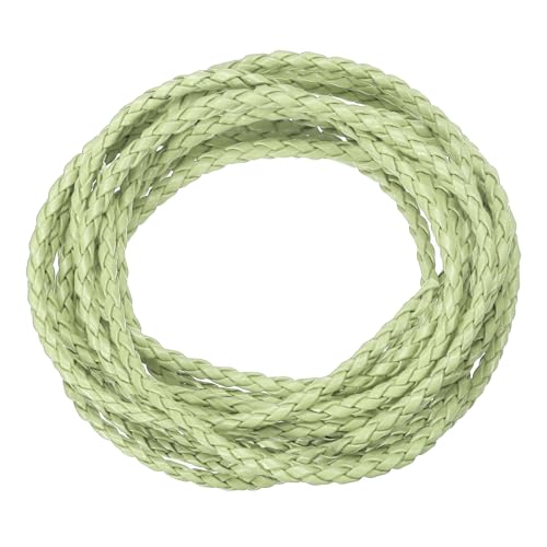 QUARKZMAN Geflochtene Lederbänder, Rundes Lederband, Weiches Schmucklederseil für Schmuckherstellung, Binden, Halsketten (3mm, 2 Yard, Grün) von QUARKZMAN