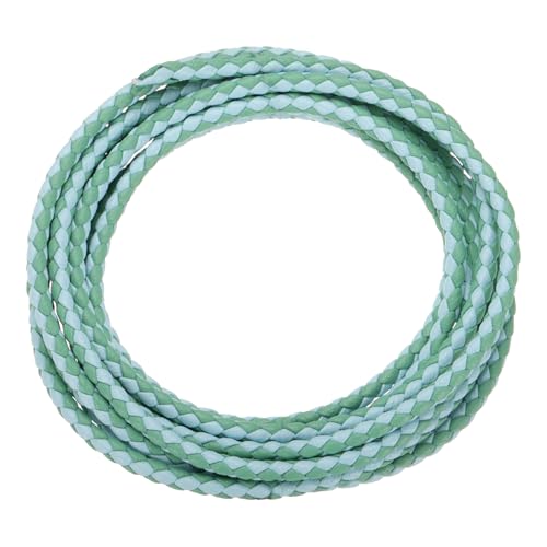 QUARKZMAN Geflochtene Lederbänder, Rundes Lederband, Weiches Schmucklederseil für Schmuckherstellung, Binden, Halsketten (3mm, 2 Yards, Grün/Blau) von QUARKZMAN