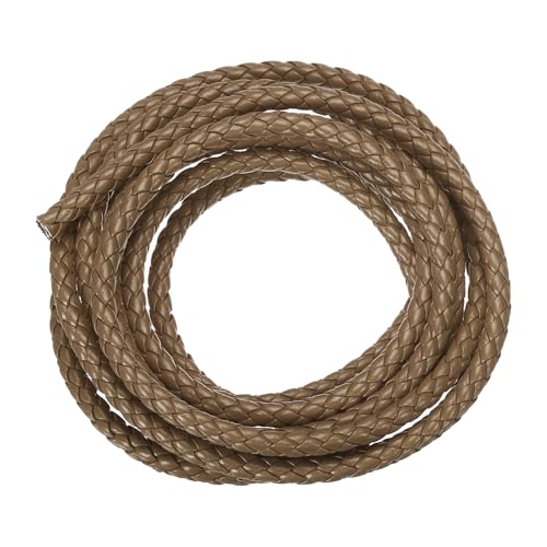 QUARKZMAN Geflochtene Lederbänder, Rundes Lederband, Weiches Schmucklederseil für Schmuckherstellung, Binden, Halsketten (5mm, 2 Yard, Braun) von QUARKZMAN