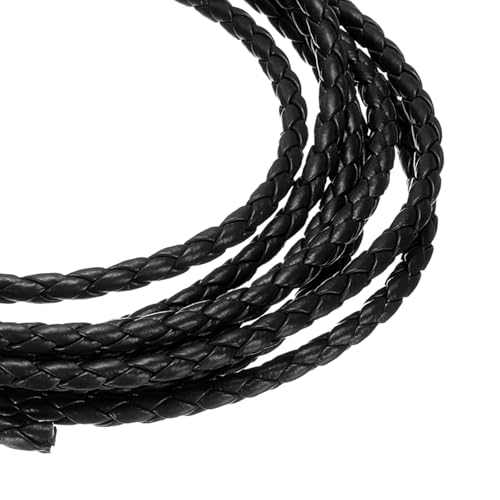 QUARKZMAN Geflochtene Lederbänder, Rundes Lederband, Weiches Schmuckseil für Schmuckherstellung, Binden, Halsketten, 4-strängig 4mm Durchmesser, 2,19 Yards, Schwarz QUARKZMAN Geflochtene Lederbänder, Rundes Lederband, Weiches Schmuckseil für Schmuckherstellung, Binden, Halsketten, 4-strängig 4mm Durchmesser, 2,19 Yards, Schwarz von QUARKZMAN