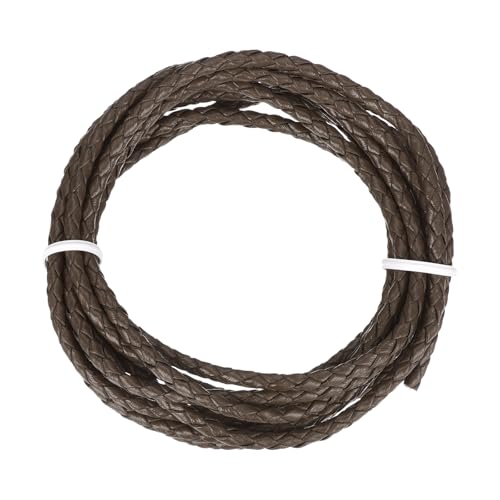 QUARKZMAN Geflochtener Lederband, 3mm Rund Geflochtenes Kunstleder Halsband Schnur 2 Meter für Schmuckherstellung Halsketten Handwerk Flechten, Dunkelbraun, 2m von QUARKZMAN