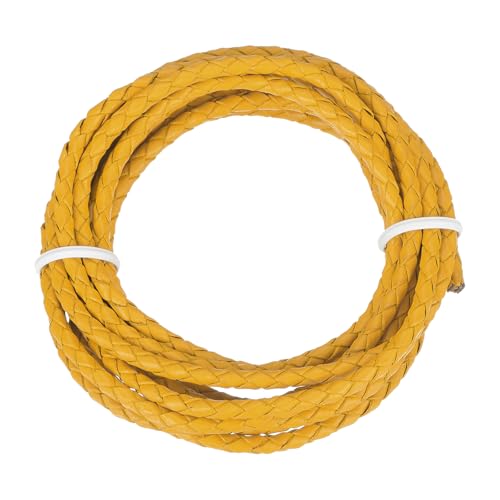 QUARKZMAN Geflochtener Lederband, 3mm Rund Geflochtenes Kunstleder Halsband Schnur 2 Meter für Schmuckherstellung Halsketten Handwerk Flechten, Gelb, 2m QUARKZMAN Geflochtener Lederband, 3mm Rund Geflochtenes Kunstleder Halsband Schnur 2 Meter für Schmuckherstellung Halsketten Handwerk Flechten, Gelb, 2m von QUARKZMAN