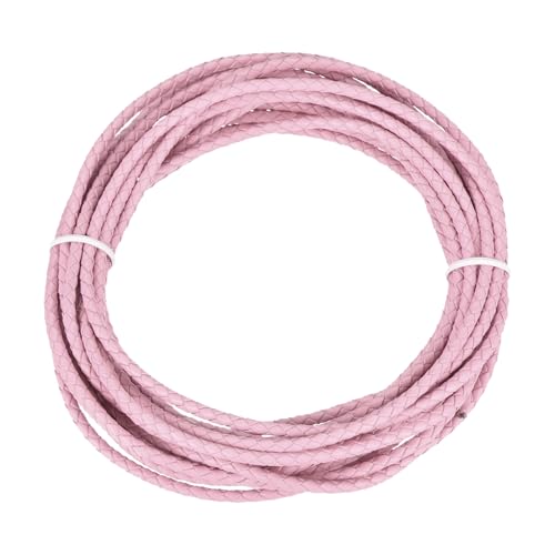 QUARKZMAN Geflochtener Lederband, 3mmx5m Rund Geflochtenes Kunstleder Bolo Schnur für Handwerk Schmuckherstellung Halskette Flechten, Pink QUARKZMAN Geflochtener Lederband, 3mmx5m Rund Geflochtenes Kunstleder Bolo Schnur für Handwerk Schmuckherstellung Halskette Flechten, Pink von QUARKZMAN