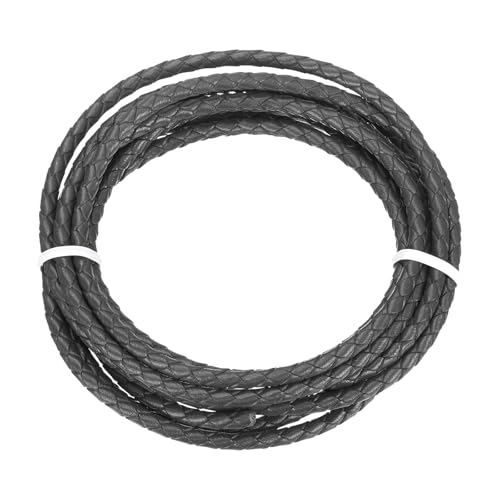 QUARKZMAN Geflochtener Lederband, 4mm Rund Geflochtenes Kunstleder Halsband Schnur 2 Meter für Schmuckherstellung Halsketten Handwerk Flechten, Dunkelgrau, 2m QUARKZMAN Geflochtener Lederband, 4mm Rund Geflochtenes Kunstleder Halsband Schnur 2 Meter für Schmuckherstellung Halsketten Handwerk Flechten, Dunkelgrau, 2m von QUARKZMAN