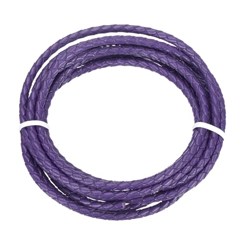 QUARKZMAN Geflochtener Lederband, 4mm Rund Geflochtenes Kunstleder Halsband Schnur 2 Meter für Schmuckherstellung Halsketten Handwerk Flechten, Dunkellila, 2m QUARKZMAN Geflochtener Lederband, 4mm Rund Geflochtenes Kunstleder Halsband Schnur 2 Meter für Schmuckherstellung Halsketten Handwerk Flechten, Dunkellila, 2m von QUARKZMAN