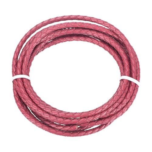QUARKZMAN Geflochtener Lederband, 4mm Rund Geflochtenes Kunstleder Halsband Schnur 2 Meter für Schmuckherstellung Halsketten Handwerk Flechten, Rosarot, 2m QUARKZMAN Geflochtener Lederband, 4mm Rund Geflochtenes Kunstleder Halsband Schnur 2 Meter für Schmuckherstellung Halsketten Handwerk Flechten, Rosarot, 2m von QUARKZMAN