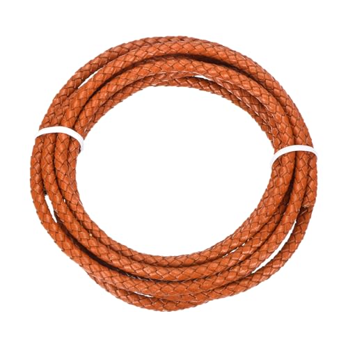 QUARKZMAN Geflochtener Lederband, 5mm Rund Geflochtenes Kunstleder Halsband Schnur 2 Meter für Schmuckherstellung Halsketten Handwerk Flechten, Orange, 2m QUARKZMAN Geflochtener Lederband, 5mm Rund Geflochtenes Kunstleder Halsband Schnur 2 Meter für Schmuckherstellung Halsketten Handwerk Flechten, Orange, 2m von QUARKZMAN