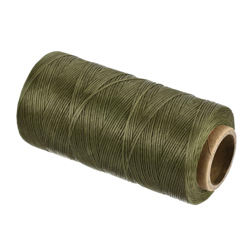QUARKZMAN Gewachster Faden, 284 Yard 0,8 mm 150D Flacher Wachsfaden Polyester Gewachster Faden für Leder nähen Handweben Buchbindung Hausdekoration, Dunkelgrün von QUARKZMAN