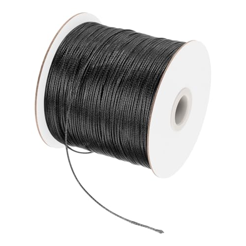QUARKZMAN Gewachster Faden 0,5 mm gewachster Polyesterfaden 160 m Wachsschnur für Armbandherstellung, Halsketten, Perlen, Schmuckherstellung und DIY-Basteln (Schwarz) von QUARKZMAN