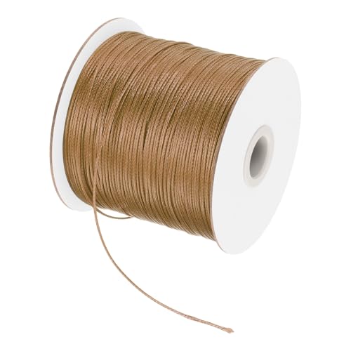 QUARKZMAN Gewachster Faden 0,5 mm gewachster Polyesterfaden 160 m Wachsschnur für Armbandherstellung, Halsketten, Perlen, Schmuckherstellung und DIY-Handwerk (Hellbraun) von QUARKZMAN
