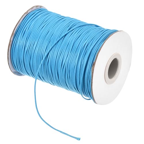 QUARKZMAN Gewachster Faden 0,8 mm Gewachster Polyesterfaden 160 m Wachsschnur für Armbandherstellung, Halsketten, Perlen, Schmuckherstellung und DIY-Basteln (Himmelblau) von QUARKZMAN