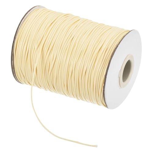 QUARKZMAN Gewachster Faden 0,8 mm gewachster Polyesterfaden 160 m Wachsschnur für Armbandherstellung, Halsketten, Perlen, Schmuckherstellung und Basteln (Beige) von QUARKZMAN